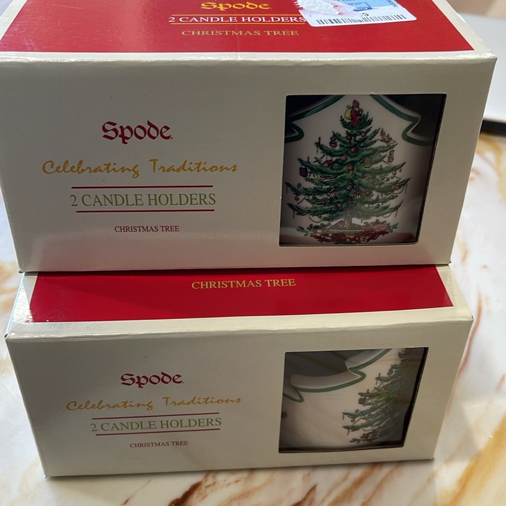 Spode . Christmas tree collection candle holders set . Used once. - Picture 6 of 6